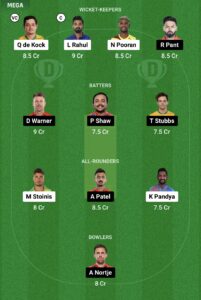 Dream11 Team 2 LSG Vs DC